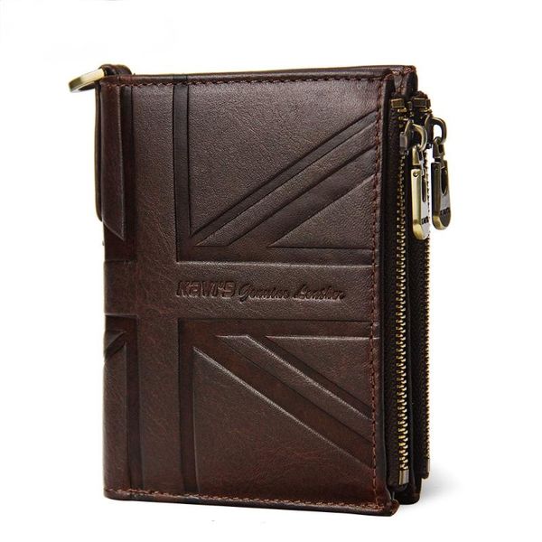 

wallets fashion leather men's wallet, embossed double zipper anti-rfid short coin purse, Red;black