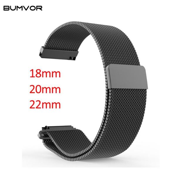 

watch bands 20mm 22mm width stainless steel band for samsung galaxy 42mm/46mm active 40mm milanese loop strap wristband metal, Black;brown
