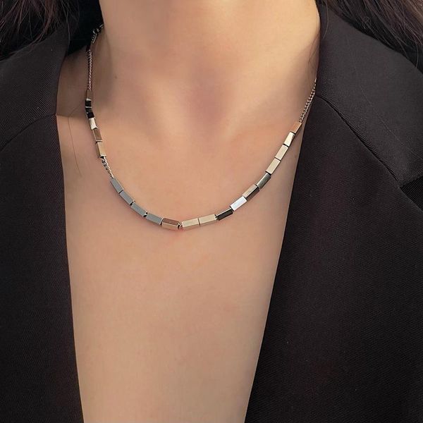 

chains stainless steel tube chain necklace for women 2021 fashion jewelry simple choker collares wholesale, Silver