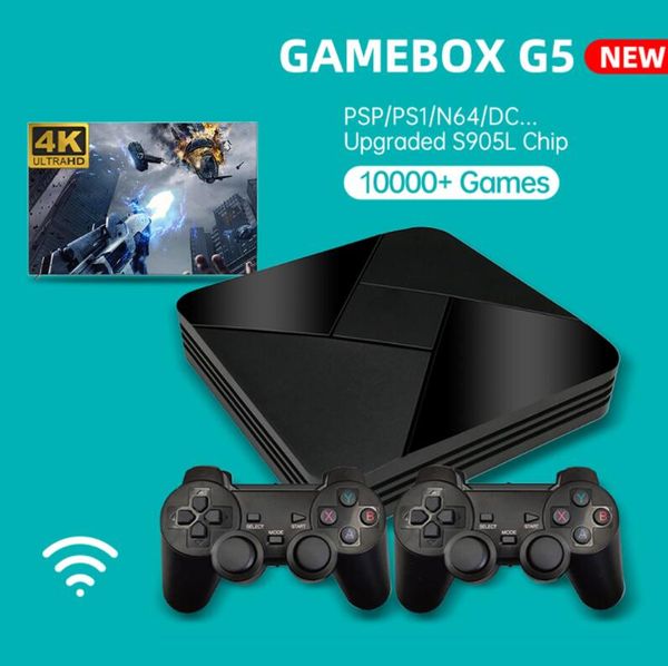 

powkiddy game box g5 nostalgic host s905l wifi 4k hd super console x 50+ emulator 40000+ games retro tv video player for ps1/n64/dc