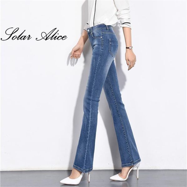

women's jeans autumn plus size women boot cut girls blue bell-bottom trousers high waist flares pants large 26-40