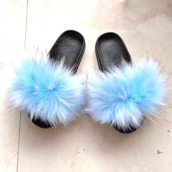 

beautiful spring furry soft faux fluffy slippers for women, Black