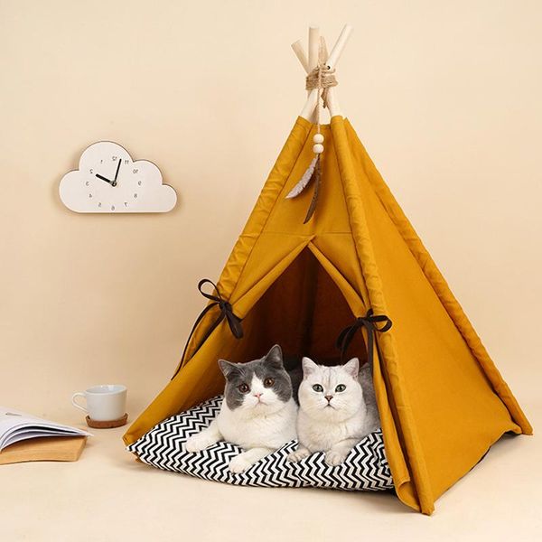 

cat beds & furniture pet tent is easy to install suitable for small animals breathable warm soft dog house puppy mat filled with cotton bed