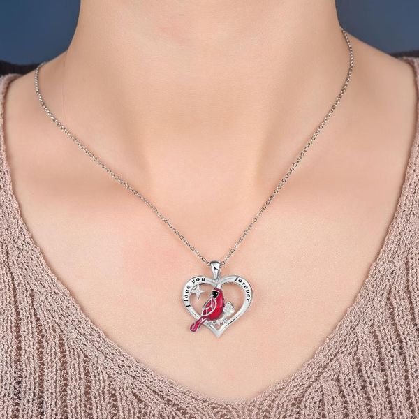

charms 2021 fashion summer burst heart red parrot copper necklace, Bronze;silver