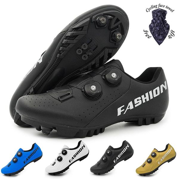 

men's cycling shoes professional outdoor mountain bike sports self-locking non-slip road footwear, Black