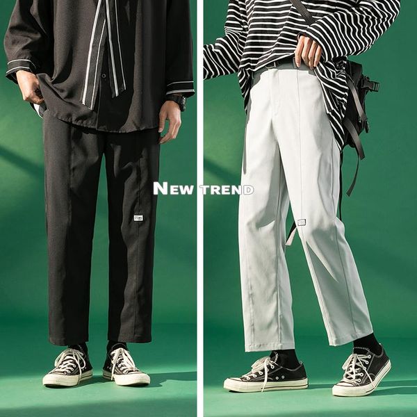 

men's pants sports casual fashion trend nine points classic wild suit, Black