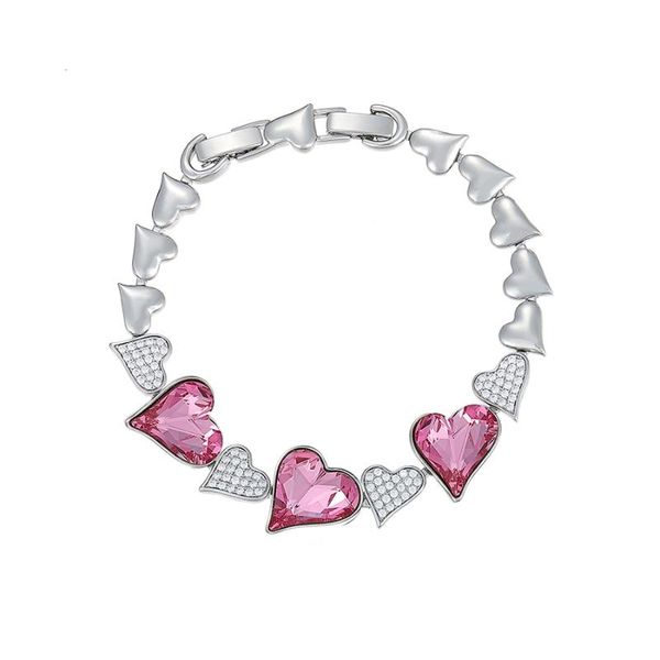 

charm bracelets 11.11 women bracelet 2021 made with austria crystal for girls fashion heart bangles jewelry valentine's day bijoux gift, Golden;silver