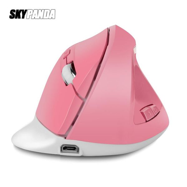 

mice 2.4g pink rechargeable vertical wireless mouse ergonomic wrist protection power saver girl