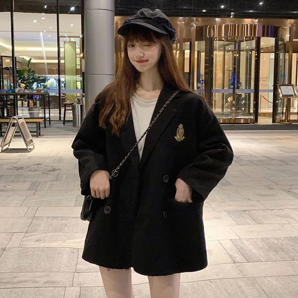 

women's suits & blazers jacket blazer women jk coat lovers wear british college style dk uniform korean fashion school plus size, White;black