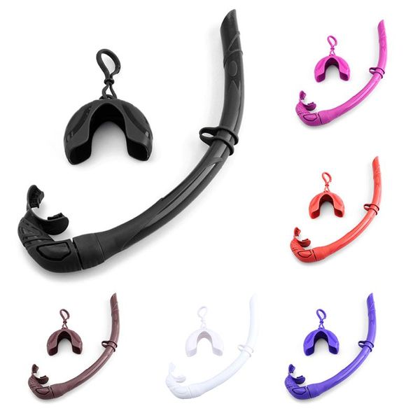 

diving accessories silicone foldable snorkel tube with compact storage case roll up wet breathing for snorkeling water sports