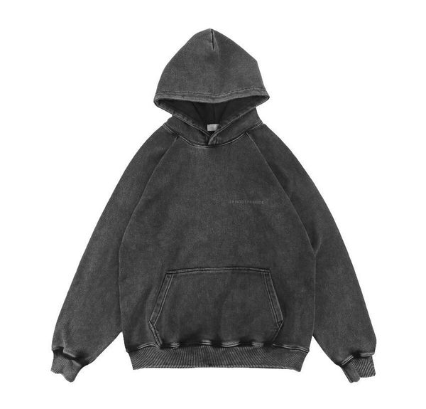 

hoodies 21ss letter fleece washed old men and women loose hooded sweater, Black