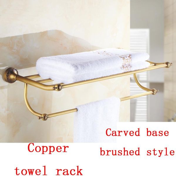 

fasion towel rack shelf with bars wall mounted, copper single tier rack, 60cm brass brushed bathroom shelves racks