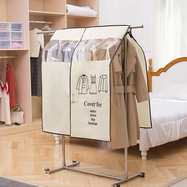 

clothing & wardrobe storage 1 pcs non-woven coat dust cover transparent for household large cloth hanger home supplies bag