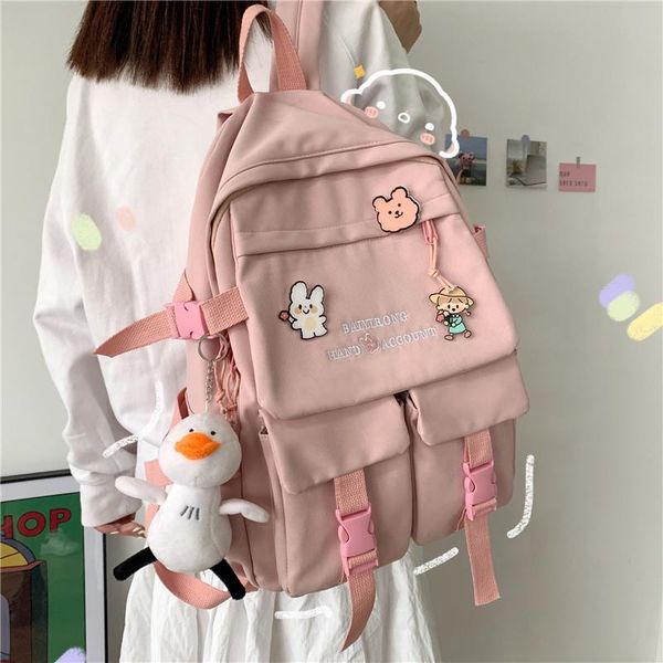 

backpack embroidery letter women backpacks waterproof nylon female travel bag large capacity schoolbag for girl lapmochilas