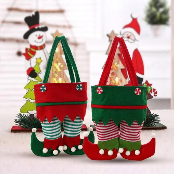 

gift wrap large capacity fabric christmas santa pants elf boots bag for festival