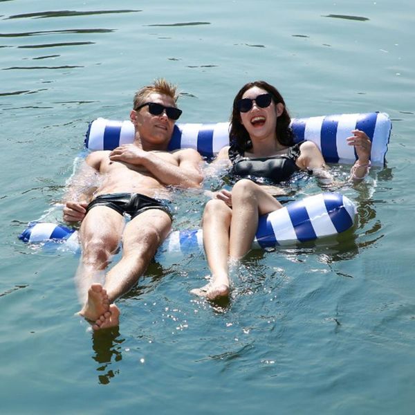 

inflatable floats & tubes floating water hammock recliner comfortable foldable air mattress pvc summer swimming pool mats sleeping bed chair