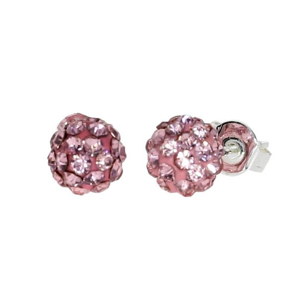 

stud beritafon pink rhinestones crystal ball pave bead earrings for girls women, Golden;silver