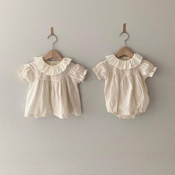 

baby girl clothes ivory lace summer organic cotton ruffle romper playsuit for born one-pieces jumpsuits, Blue