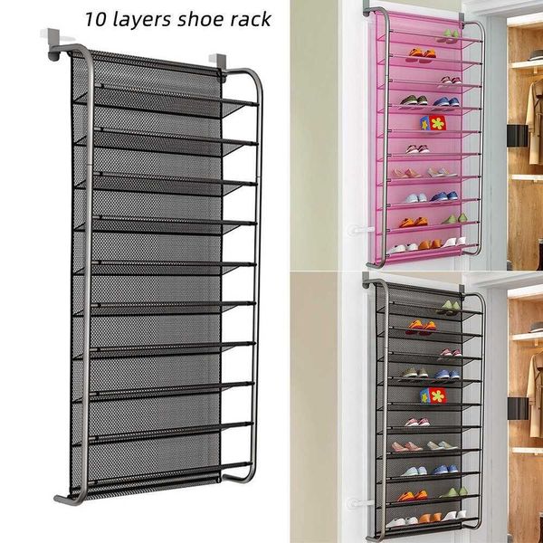 

36 DIDIHOU Pair Over Door Rack 6 10 Tier Shoes Organizer Wall Mounted Shoe Hanging Shelf 1pcs T200413