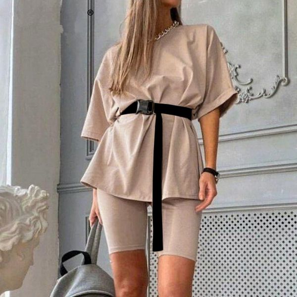 

women's causal two piece suits 2021 fashion and shorts suit sports tracksuits home wear summer female bicycle outfits, Gray