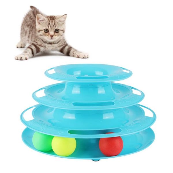 

cats interactive toy tower tracks disc cat intelligence amusement triple play toys ball training plate pet supplies