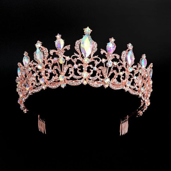 

hair clips & barrettes retro crown headband colorful rhinestone bridal hoop with comb glittery headdress accessories for women bn, Golden;silver