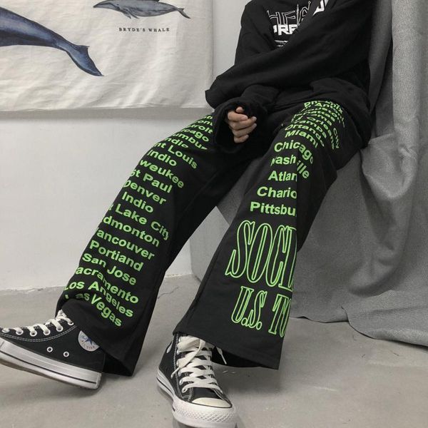 

women's pants & capris pantaloma pants qweek, printed-on baggies, high waist, autumn , hip hop 0gel, Black;white
