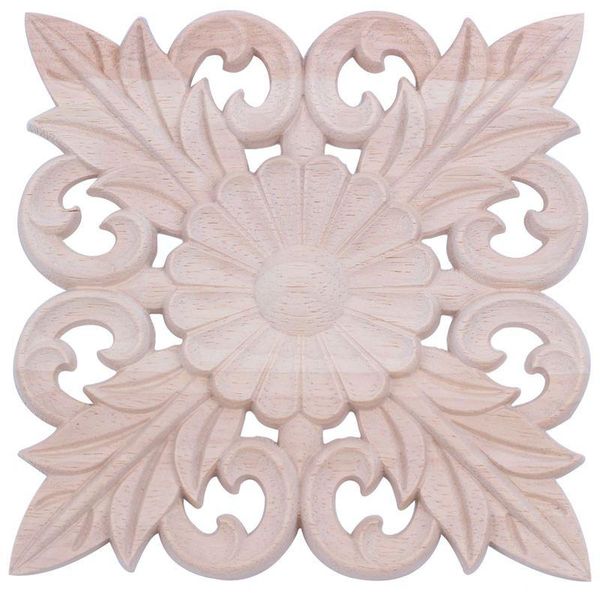 

hanging baskets 1x rubber wood carved floral decal craft onlay applique furniture diy decor #a:15*15cm