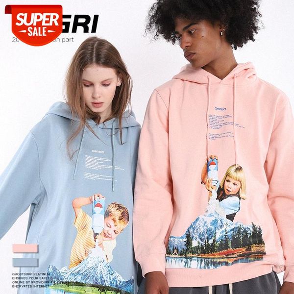 

nagri spoof kid print retro loose couple sweater for men and women #u30n, Black