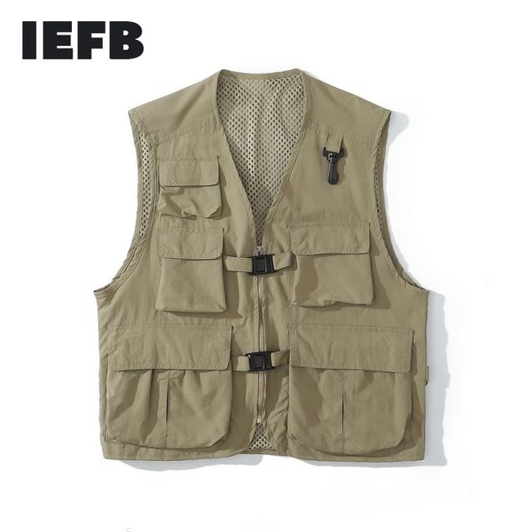 Icb homens colete de pesca moda multi bolso funcional tático colete roupas hip hop waistcoat para macho 9Y5129 210524