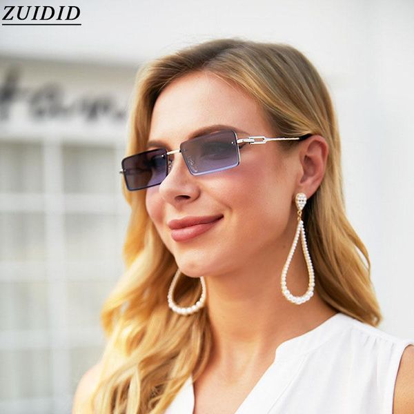 

sunglasses 2021 rimless fashion women square glasses lunette de soleil femme rectangle vasos zonnebril dames, White;black