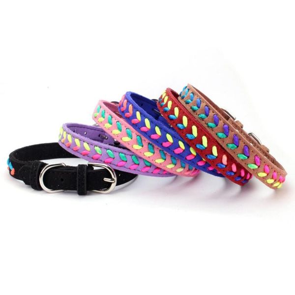 

dog collar braided custom leather puppy cat pet collars for small medium dogs basic & leashes