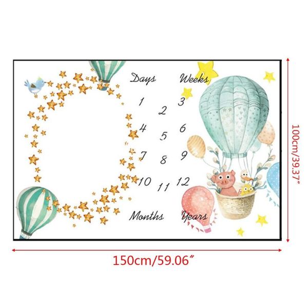 

blankets & swaddling baby milestone pography blanket air balloon pattern flannel children po creative background cloth