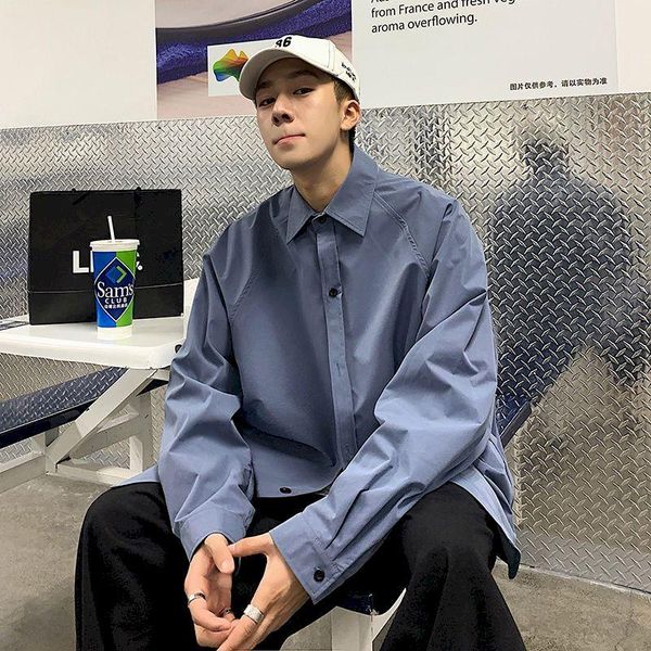

men's casual shirts japanese shirt men long-sleeved solid color trend spring autumn loose streetwear fashion blouses 2021, White;black