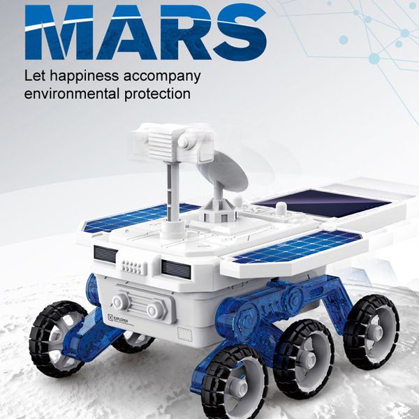 

children building block diy solar mars rover toy science and education assembled four-wheel drive electric model