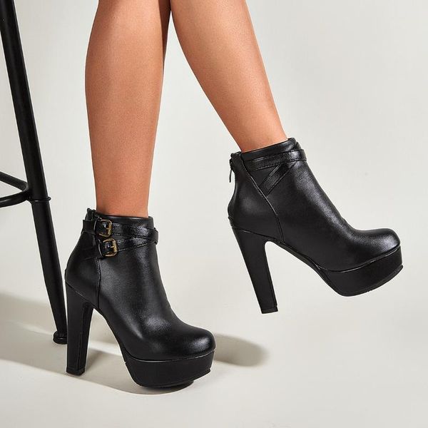 

boots winter 2021 waterproof 40-43 super high heel side zipper, Black