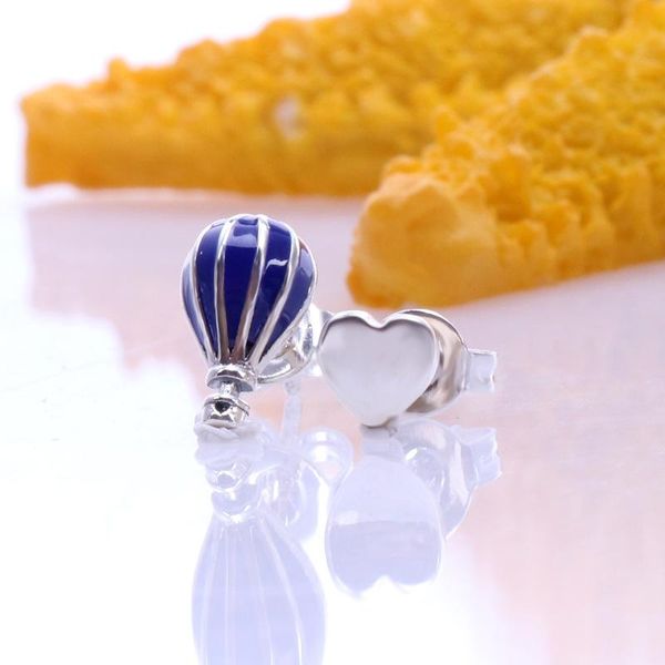 

other original 925 sterling silver air balloon and love pan earrings heart-shaped for women fashion jewelry gift, Golden;silver