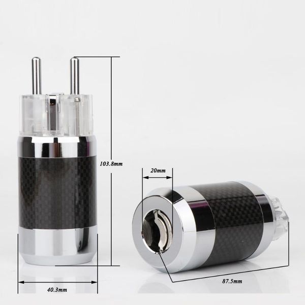 

smart power plugs pair hi-end carbon fiber rhodium plated eu schuko ac plug, male + female connector hifi