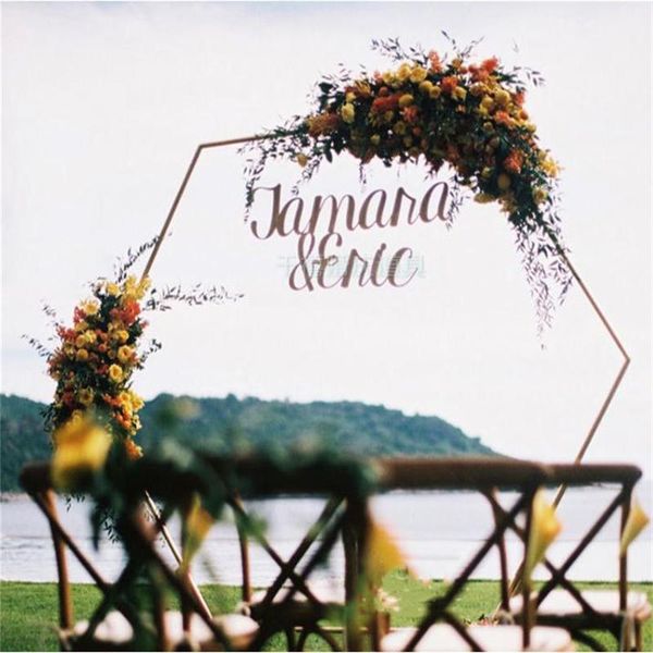 

party decoration wrought iron wedding props hexagonal frame background stage birthday decorative arch