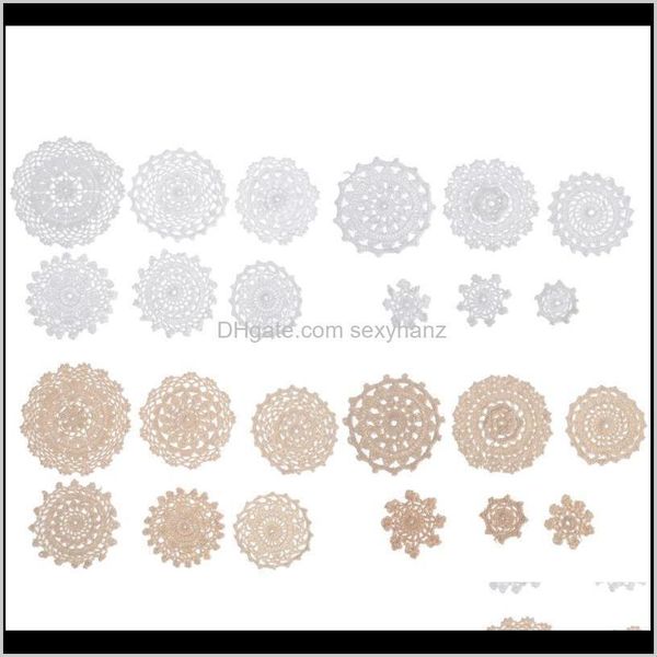 Roupa de fios de roupa entrega entrega entrega 2021 24 pcs algodão flor apliques decoração Pequena crochê doilies costurando suprimentos zlqkr