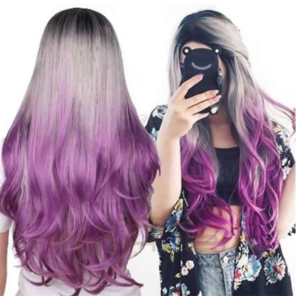 

wig new rose dyed inner mesh breathable inclined middle long wig human hair, Black