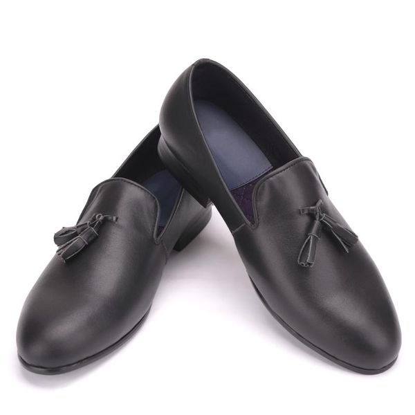 

dress shoes men black genuine leather with tassel british style wedding and banquet loafers