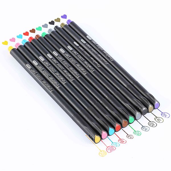 

painting pens riancy large capacity color needle thread hook stationery comic sketch pen 04031, Black;red