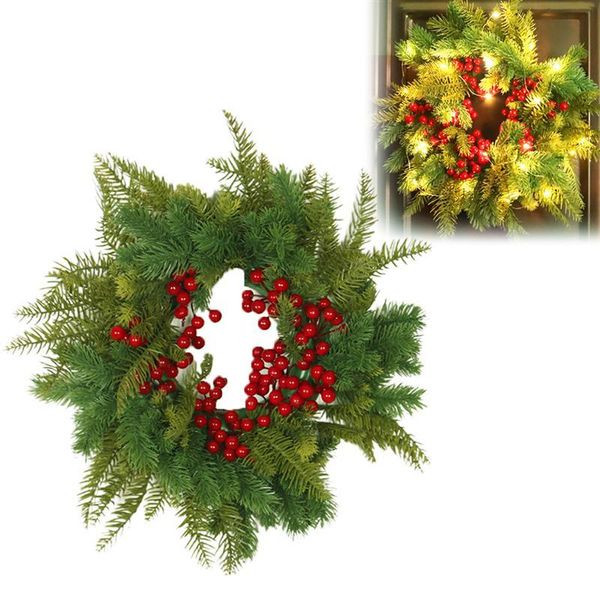 

decorative flowers & wreaths christmas wreath with led lights artificial berries for front door window wall decor accessories wedding party