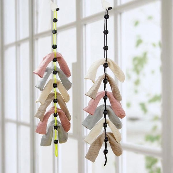 

home socks hanging rope creative multi-function washing clothes basket net multifunctional drying lanyard storage boxes & bins