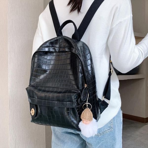 

fashion alligator print women backpack large capacity casual travel bags pu leather female bagpack mochila daypack school