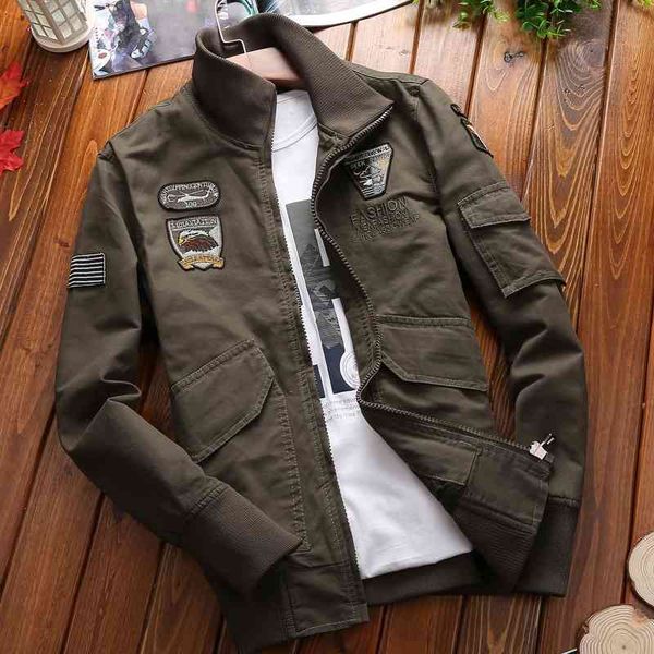 

spring new washing jacket coat men's air force no. 1 epaulet flight suit, Black