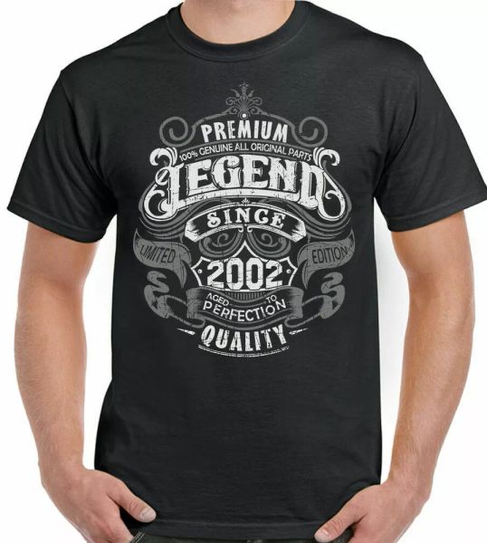 

19th birthday t-shirt 2002 funny men 19 years luxury gift legend since, White;black