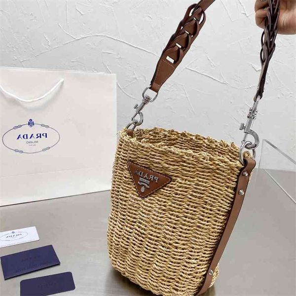 

handbagfashionable and versatile wide shoulder strap bucket bag sunshine straw size: 20 * 17 handbaggg bag