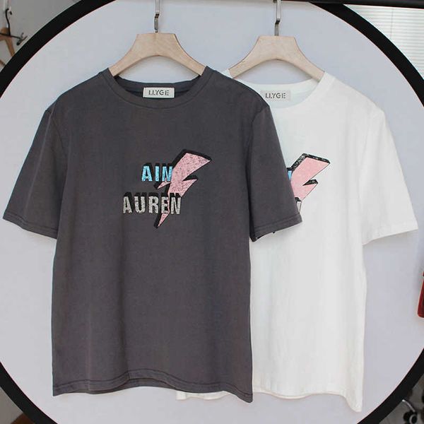

letter printed woman t-shirts 100% cotton o-neck short sleeve simple t shirt women summer fashion casual ladies tee 210615, White